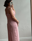 Vintage 90s Crepe Cowl Neck Slip Dress Dusty Rose