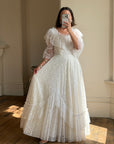 Vintage 70s Lace Prairie Wedding Dress