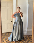 Vintage 80s Taffeta Gown Duck Egg Blue