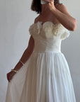 Vintage Y2K Cupcake Strapless Chiffon Wedding Gown