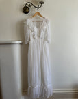 Vintage 70s Polka Chiffon Frill Wedding Dress