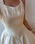Vintage 90s Pure Silk Halter Princess Wedding Dress