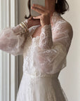 Vintage 70s Embroidered Prairie Long Sleeved Wedding Gown