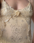 Vintage 90s DKNY Pure Silk Embroidered Camisole Creme