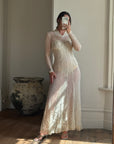 Vintage 20s Sheer Lace Bias Cut Wedding Gown