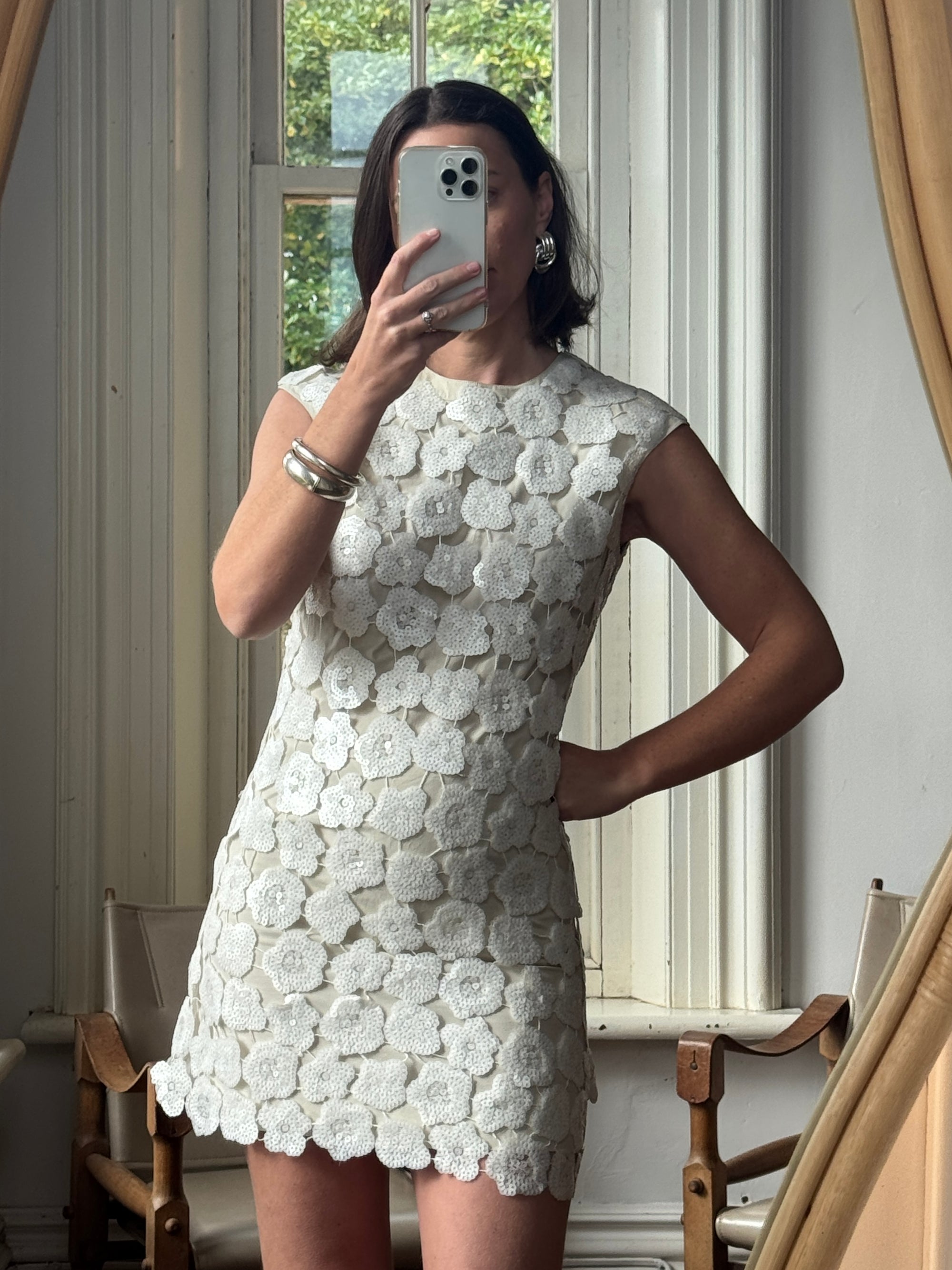 Vintage Y2K Lace Sequin Flower Mini Dress