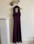 Vintage 90s Eggplant Cowl Neck Dress With Scarf