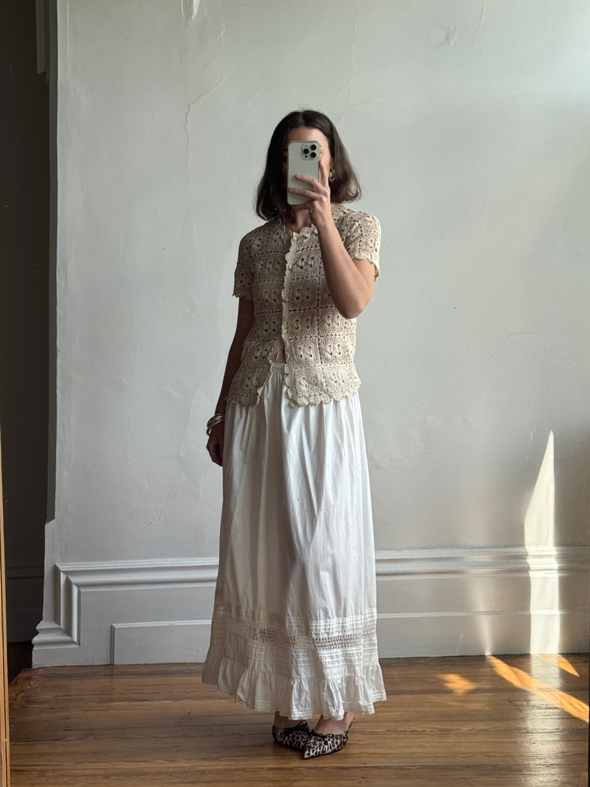 Antique Edwardian Cotton Maxi Skirt