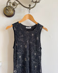 Vintage 90s Bias Cut Day Dress Black Floral