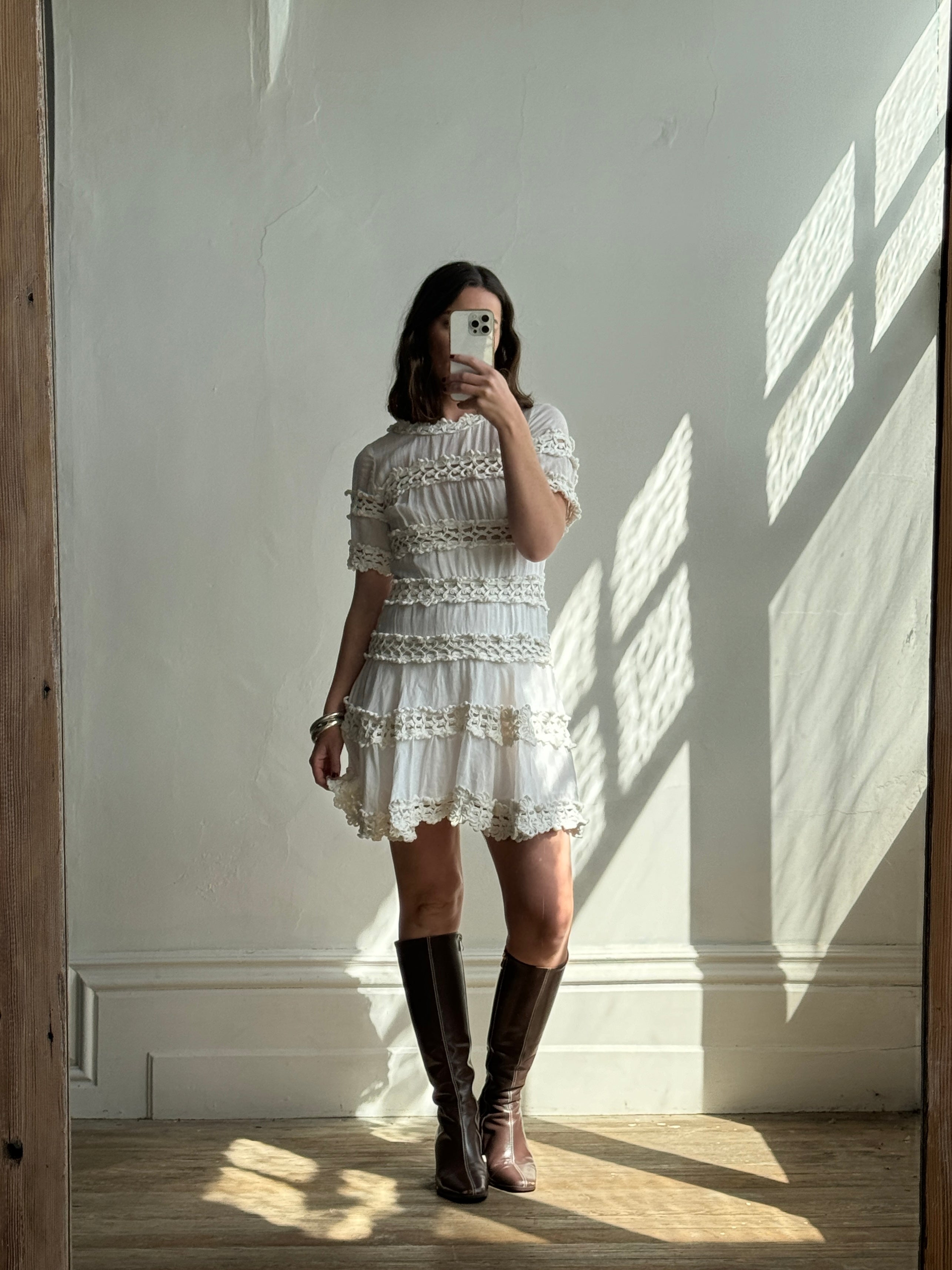 Vintage Crochet Rope Fit and Flare Mini Dress