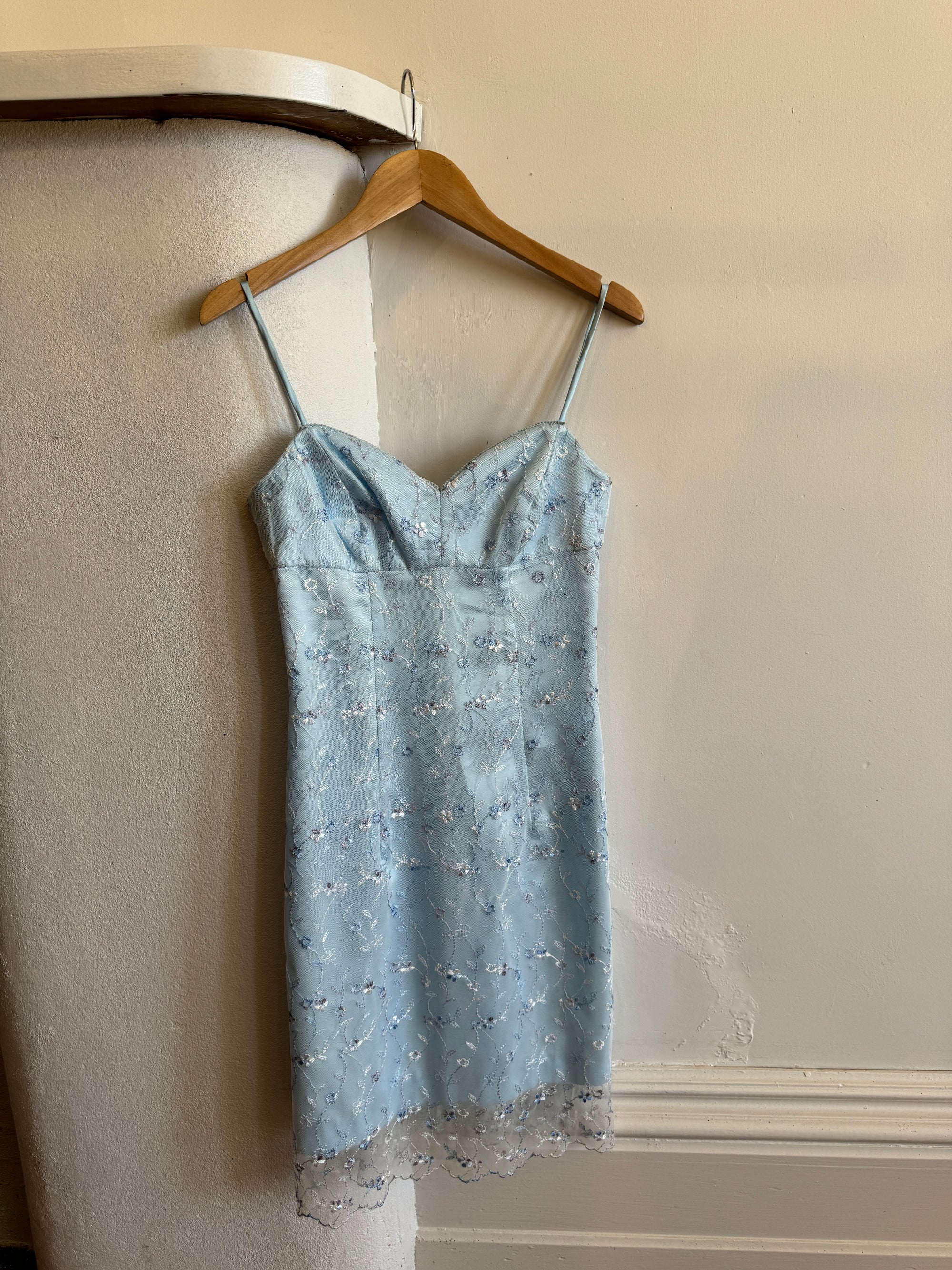 Vintage 90s Baby Blue Party Dress
