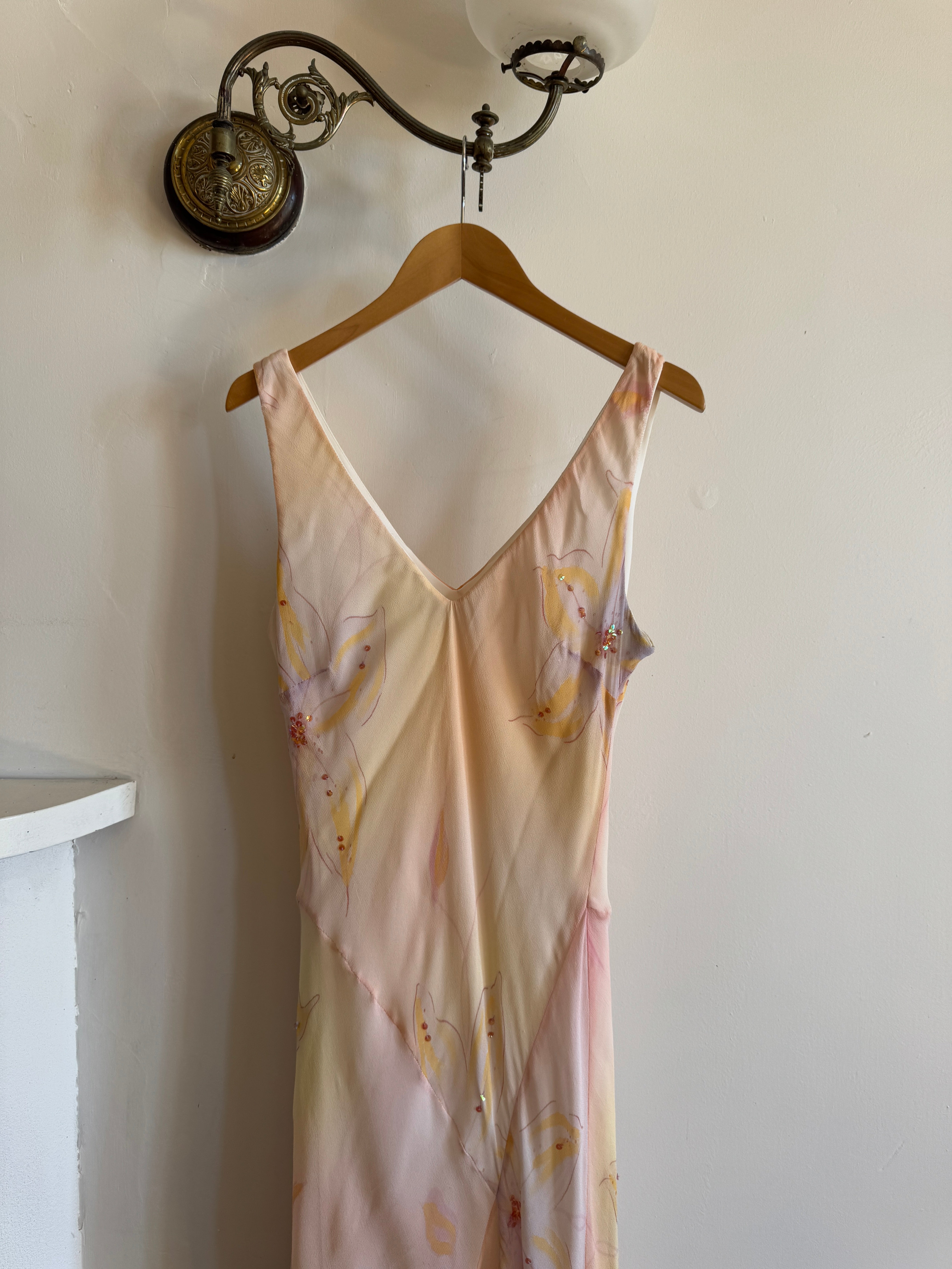 Vintage 90s Bias Cut Watercolour Floral Sundress