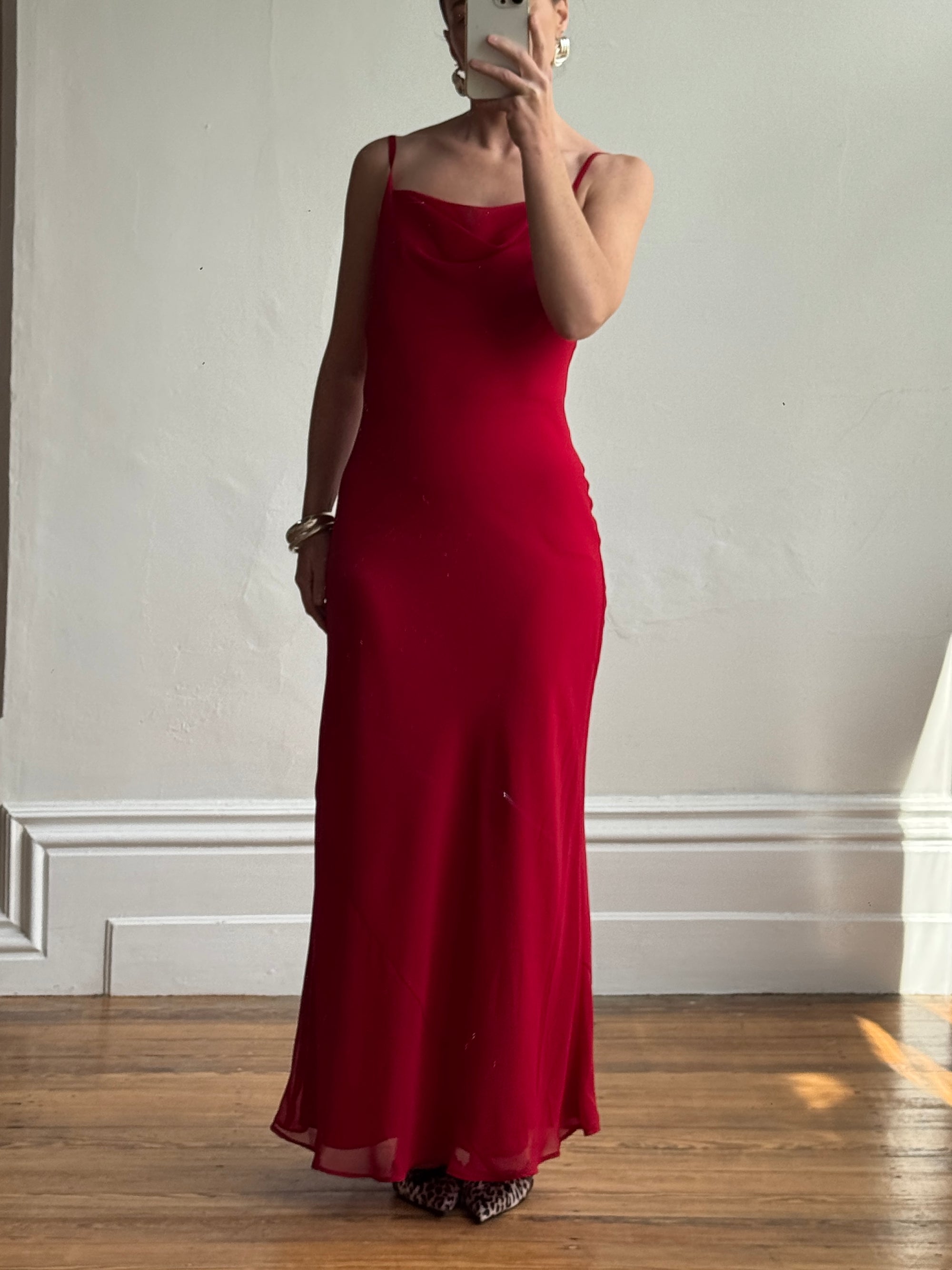 Vintage 90s Scarlett Cowl Neck Slip Dress