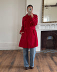 Vintage 90s Red Mid Length Trench Coat