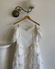 Vintage 80s Lace Off The Shoulder Tulle Wedding Gown