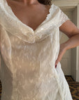 Vintage V Neck Sheer Vine Wedding Dress