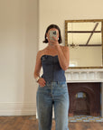 Vintage 90s Australian Made Denim Bustier With Rosette