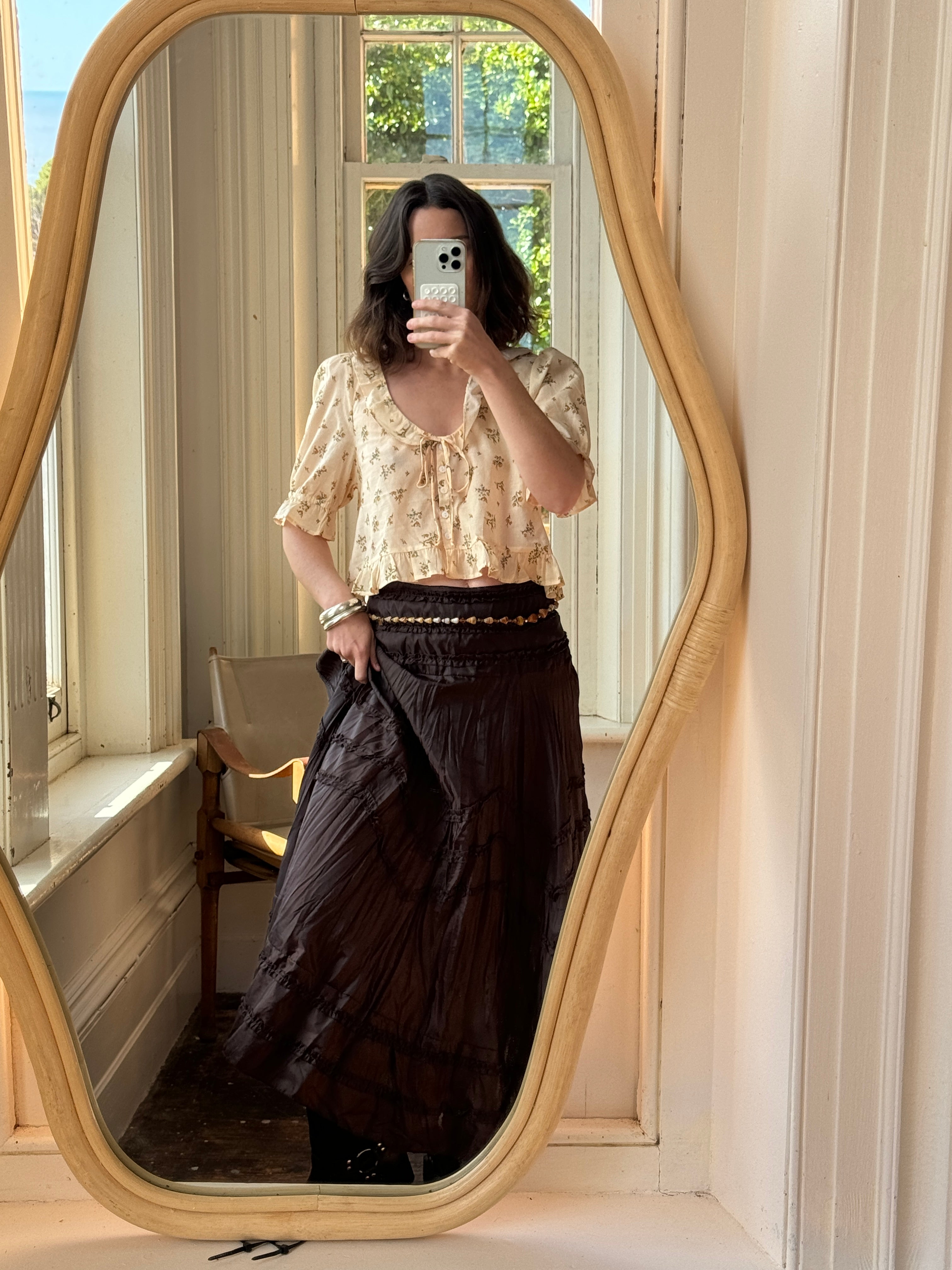 Vintage 90s Chocolate Brown A Line Maxi Skirt