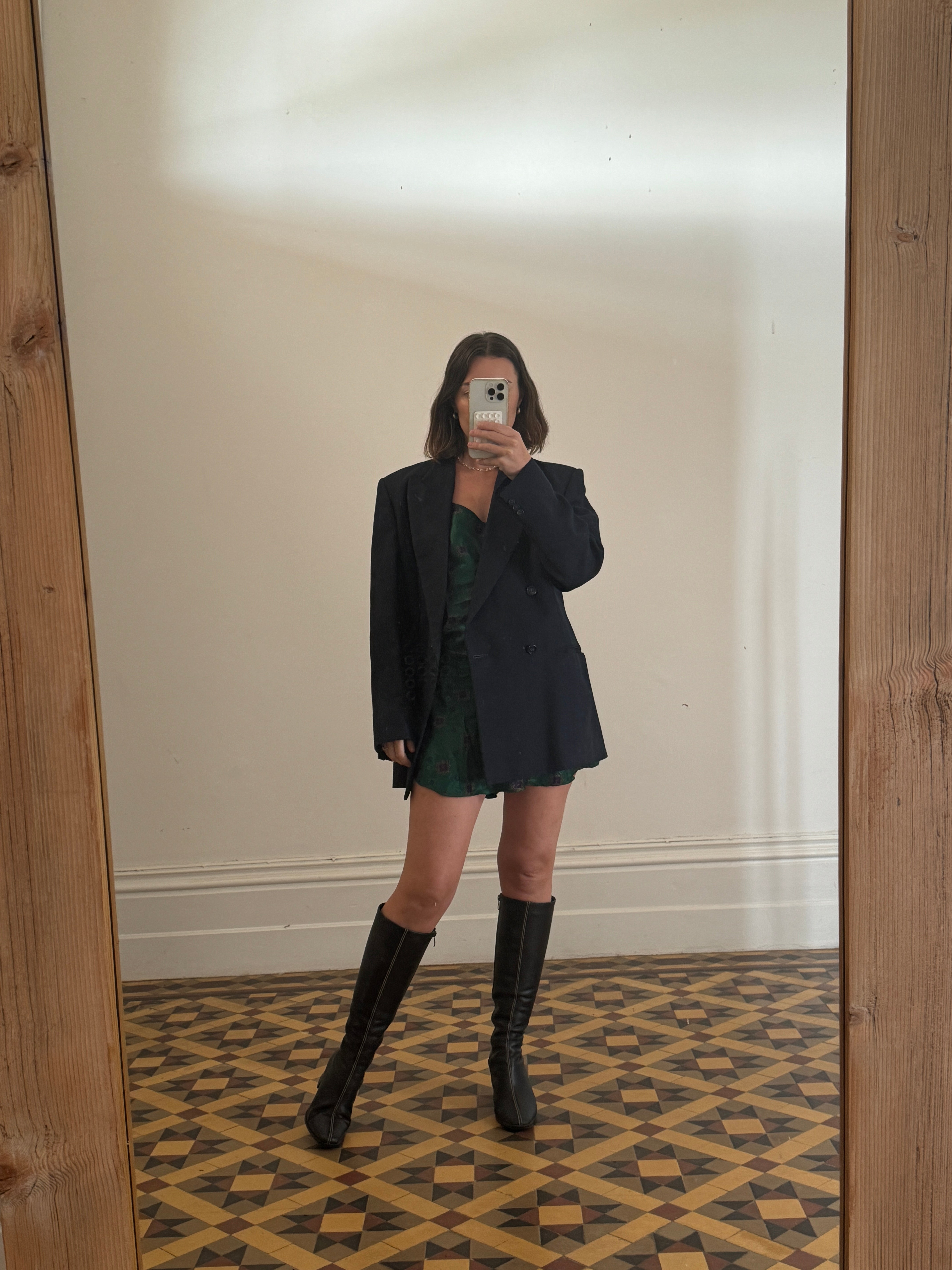 Vintage Tailored Double Breasted Navy Pure Wool Blazer
