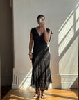 Vintage 90s Crinkle Sheer Fairy Dress Noir