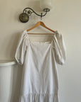 Vintage 80s Linen Drop Waist Sundress Ivory