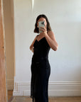 Vintage 90s Strappy Pantsuit with Sheer Skirt Overlay Noir
