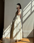 Vintage 90s Brocade High Front Satin Wedding Gown Champagne
