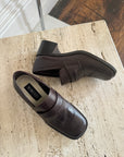Vintage 90s Leather Heeled Loafers Brown