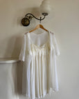 Vintage 80s Wedding Morning Lace Peignoir and Slip Set