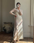 Vintage 20s Sheer Lace Bias Cut Wedding Gown