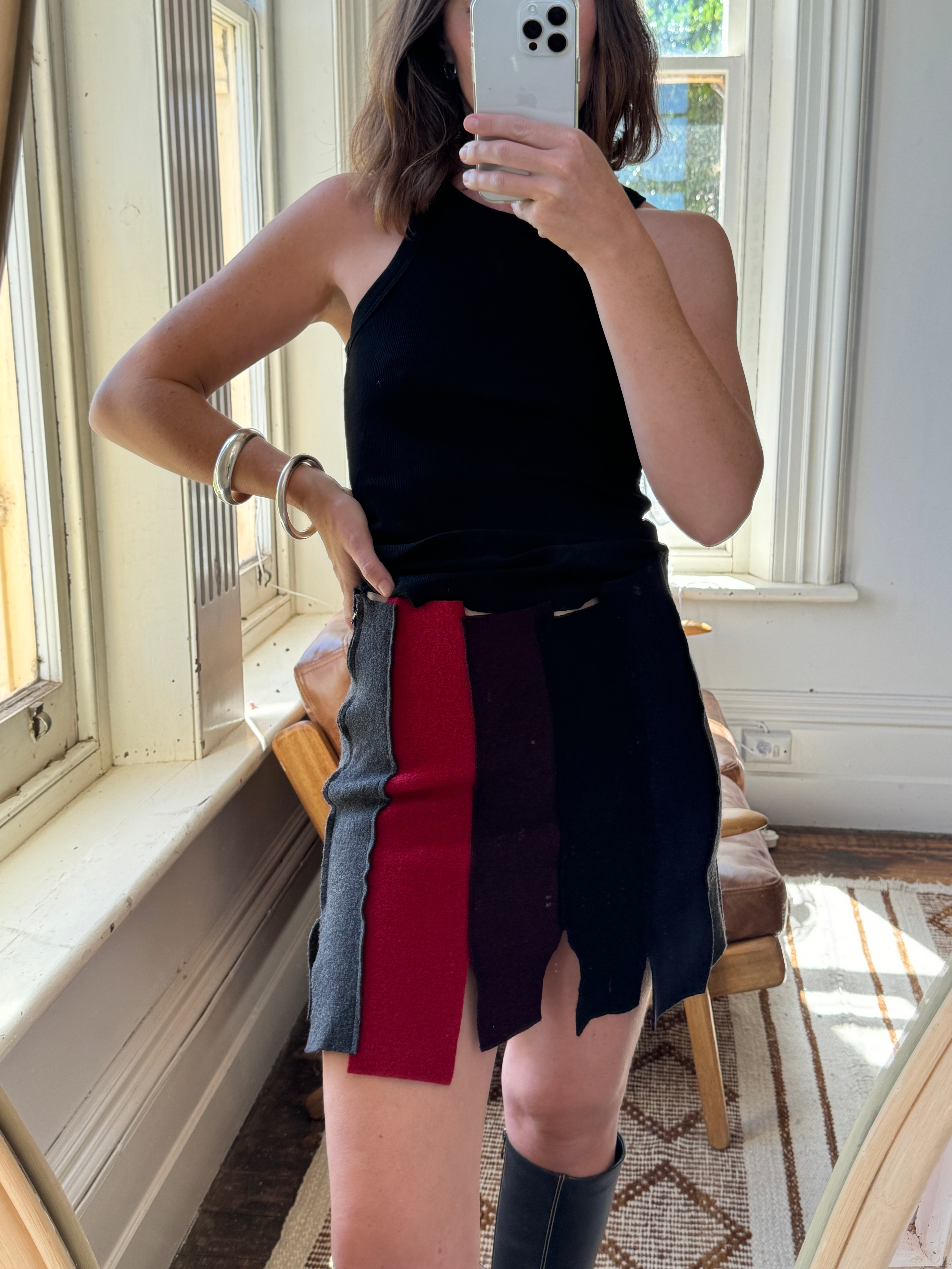 Vintage Jil Sander Felt Mini Skirt Multi