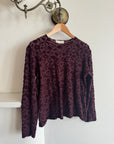 Vintage 90s Burnt Velvet Long Sleeved Top Plum