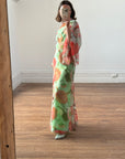 Vintage 70s Floral Belted Maxi Dress