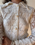 Vintage 70s Lace Button Up Micro Mini