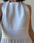 Vintage 70s Backless Pleated Halter Wedding Dress