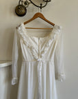 Vintage 70s Polka Scoop Neck Wedding Dress