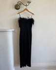 Vintage 90s Lurex Ostrich Feather Dress Noir