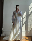 Vintage 70s Lace Poet Sleeve Wedding Dress Ivory
