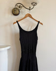 Vintage 90s Pure Silk Backless Beaded Fairy Dress Noir
