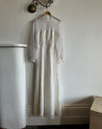 Vintage 70s High Neck Embroidered Long Sleeve Wedding Dress