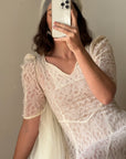 Vintage 30s Bias Cut Lace Wedding Dress Creme