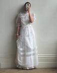 Vintage 70s Prairie Flutter Wedding Dress