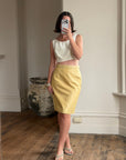 Vintage 90s Escada Butter Ostrich Leather Pencil Skirt
