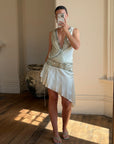 Vintage Y2K Pure Silk Drop Waist Beaded Mini Ice