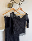 Vintage 90s Mesh Smocked Two Piece Set noir