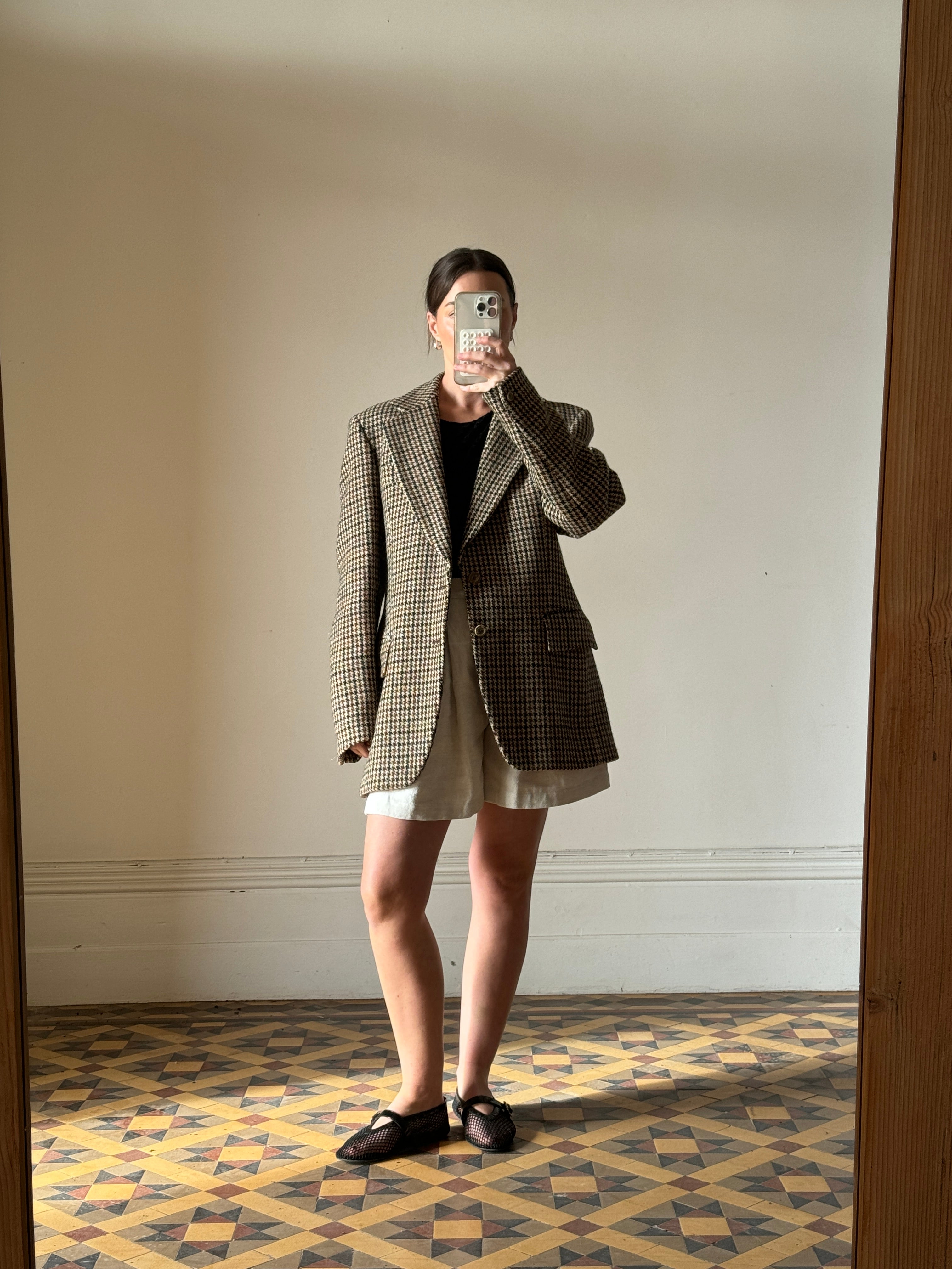Vintage 90s Brown and Olive Tweed Wool Blazer