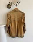 Vintage 70s Western Fringe Suede Leather Jacket Tan
