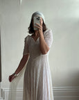 Vintage 30s Bias Cut Lace Wedding Dress Creme