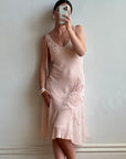 Vintage Y2K Nude Swirl Slip Dress
