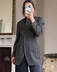Vintage 90s Australian Made Mandarin Collar Wool Blazer Charcoal